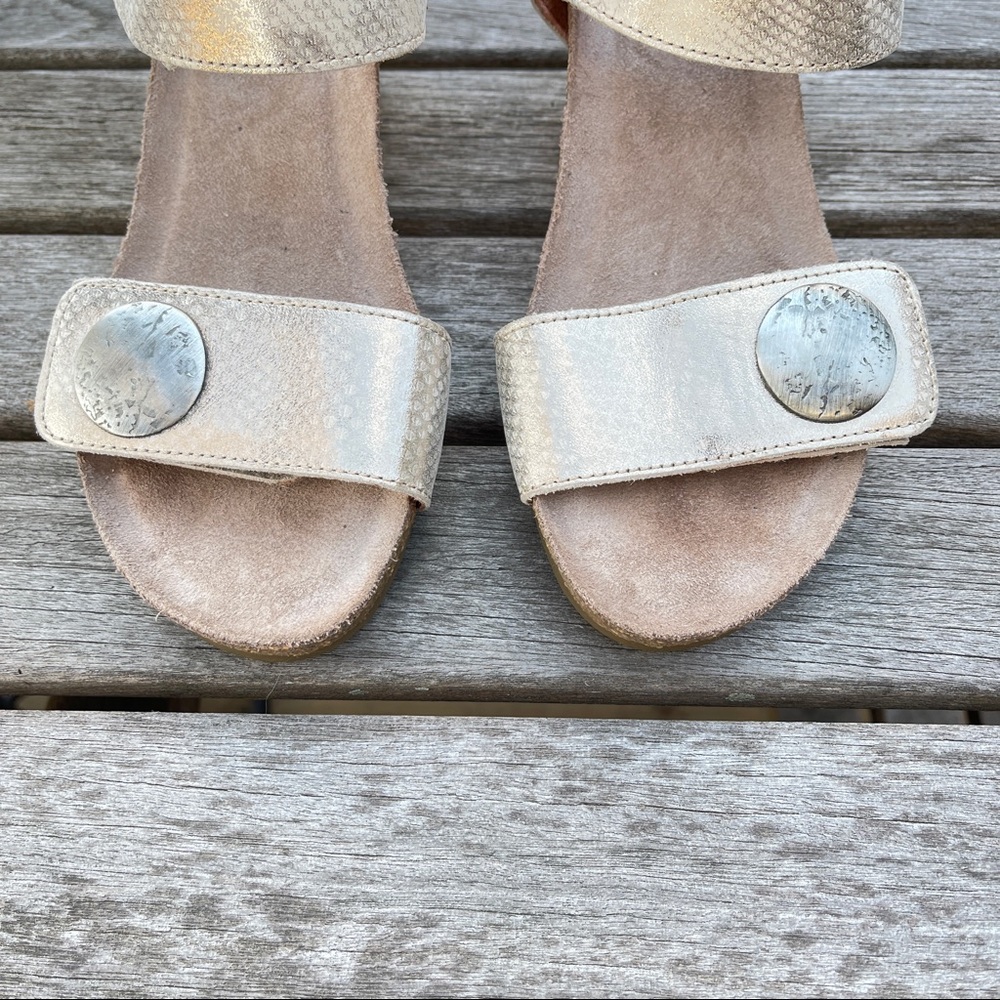 TAOS Carousel 2 Leather Open Toe Wedge Platform Sandal Silver Snakeskin Size 5.5 - Picture 7 of 10
